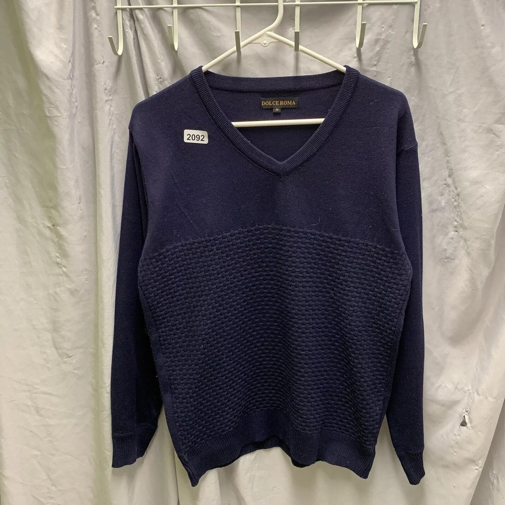 Dolce Roma Sweater Adult Medium Blue Long Sleeve Pullover Men's  Casual Fit